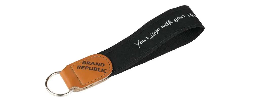 2-in-1 PU Leather Keychain with Embossed Logo - Image 1